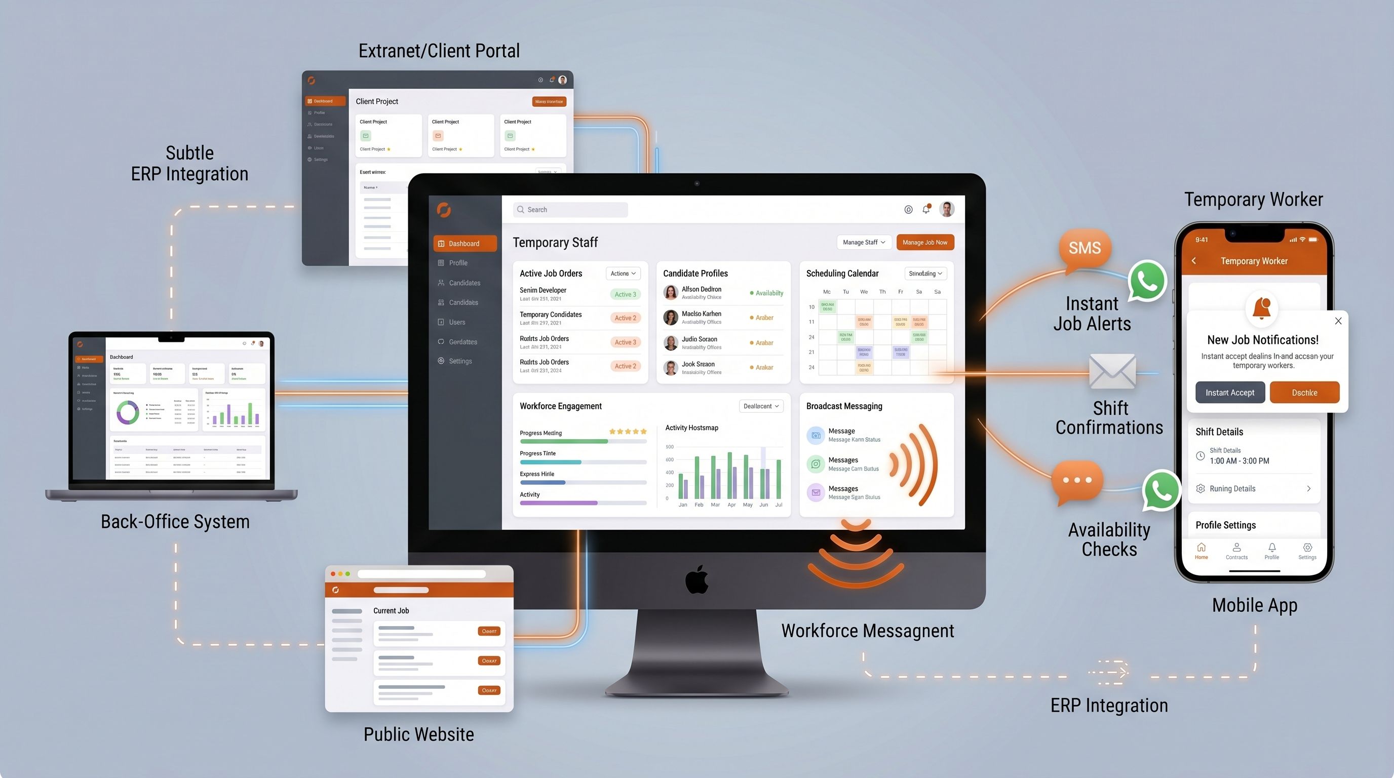 Recruitment Agency Platform with Multi-Channel Messaging